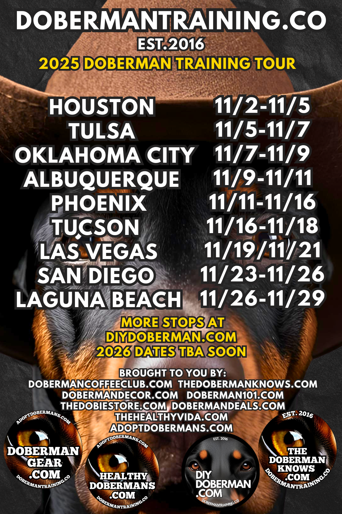 Albuquerque, New Mexico 11/9-11/11 Doberman Training Tour: In-Person Training & Online Coaching Program