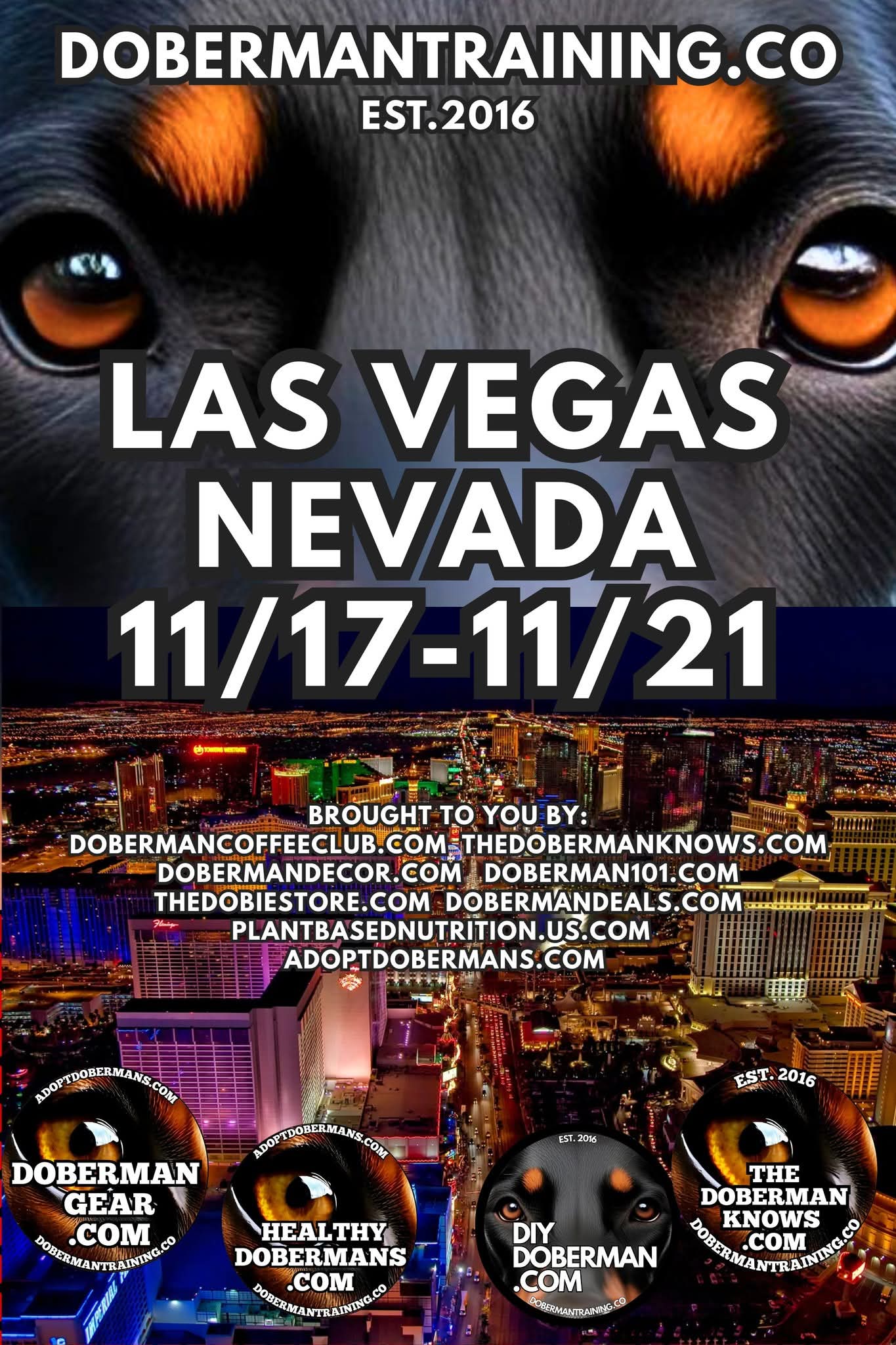 Las Vegas, Nevada 11/17-11/21 Doberman Training Tour: In-Person Training & Online Coaching Program